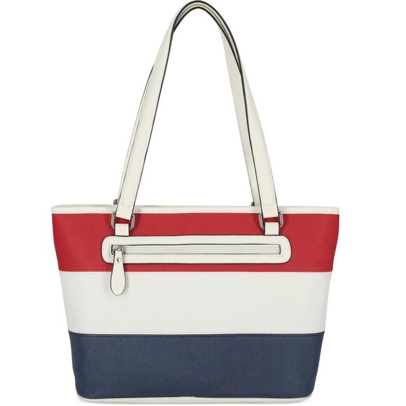 Giani Bernini Rugby Saffiano Red, White & Blue Medium Tote - Picture 4 of 8